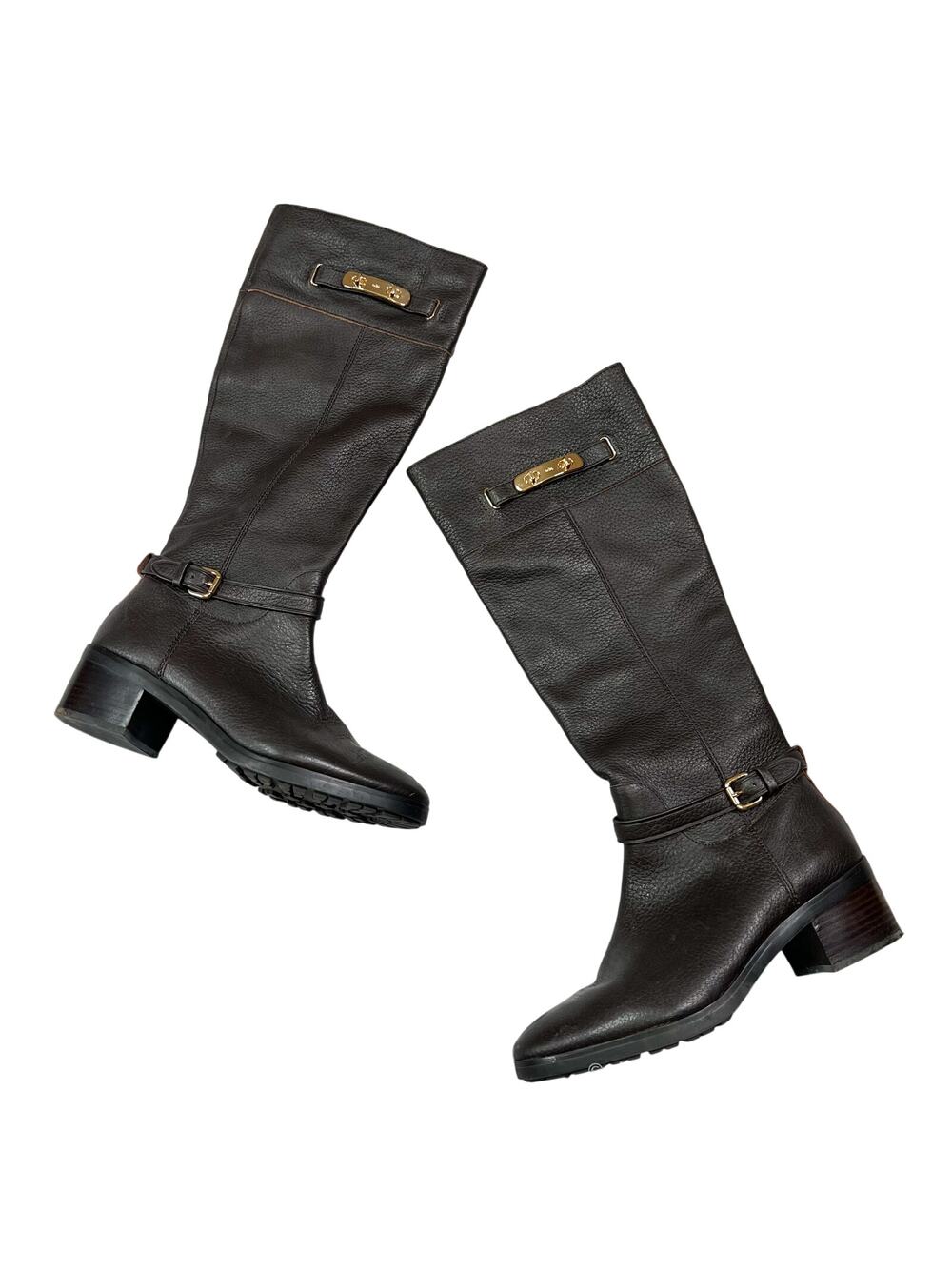 Coach | Sullivan Brown Leather Knee High Boots Gold Hardware Riding Womens 9.5